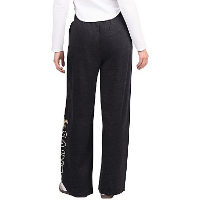 Women's G-III 4Her by Carl Banks Black New Orleans Saints Field Wide Leg Sweatpants