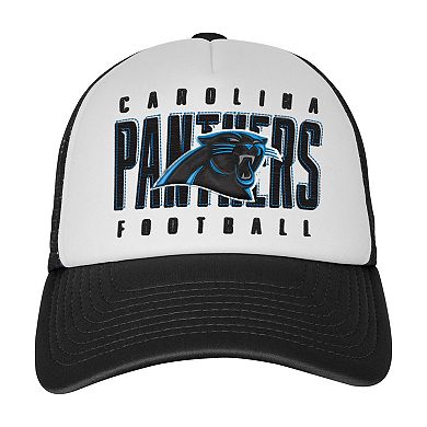 Youth White/Black Carolina Panthers Essentials Trucker Adjustable Hat