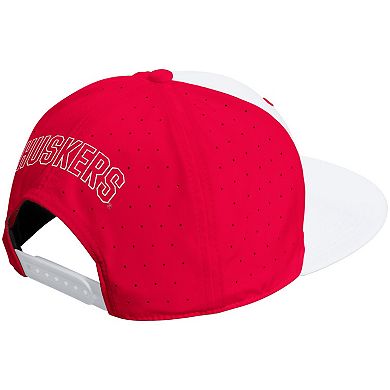 Unisex adidas White/Scarlet Nebraska Huskers Performance Flat Bill Adjustable Hat