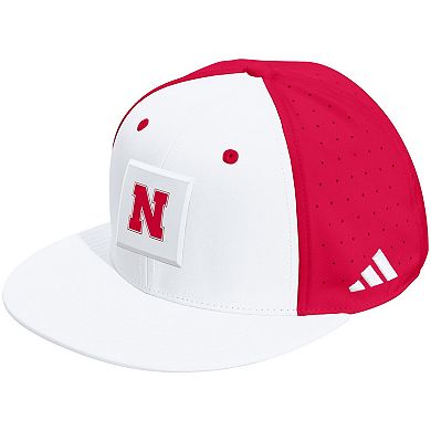Unisex adidas White/Scarlet Nebraska Huskers Performance Flat Bill Adjustable Hat