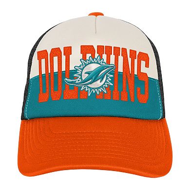 Youth White/Orange Miami Dolphins Modern Fan Trucker Adjustable Hat