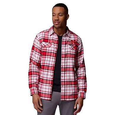 Men's Columbia Scarlet Nebraska Huskers Flare Gun Omni-Wick Flannel Long Sleeve Button-Up Shirt