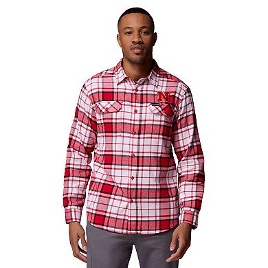 Men's Columbia Scarlet Nebraska Huskers Flare Gun Omni-Wick Flannel Long Sleeve Button-Up Shirt