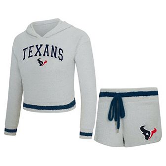 Women's Concepts Sport Gray Houston Texans Whitley Long Sleeve Hoodie Top & Shorts Set