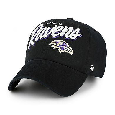 Women's '47 Black Baltimore Ravens Ariana Clean Up Adjustable Hat