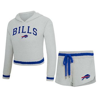 Women's Concepts Sport Gray Buffalo Bills Whitley Long Sleeve Hoodie Top & Shorts Set