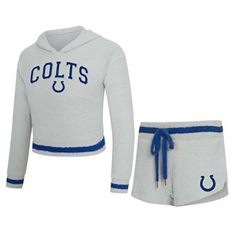 Women's Concepts Sport Gray Indianapolis Colts Whitley Long Sleeve Hoodie Top & Shorts Set