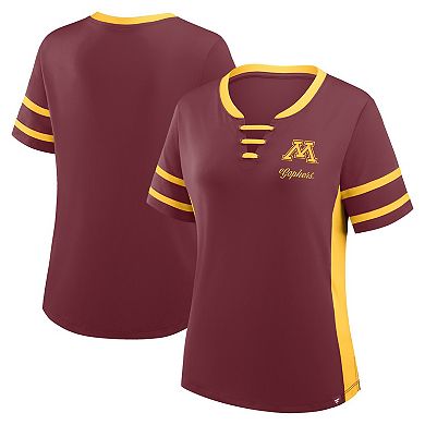 Women's Fanatics Maroon/Gold Minnesota Golden Gophers Be Fearless Athena Lace-Up T-Shirt
