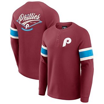 Men's Darius Rucker Collection by Fanatics Burgundy Philadelphia Phillies Waffle-Knit Raglan Long Sleeve Henley T-Shirt