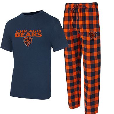 Men's Concepts Sport Navy/Orange Chicago Bears Avondale T-Shirt & Flannel Pants Set