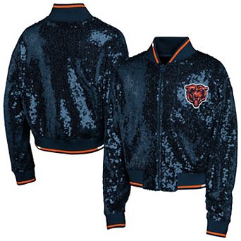 Chicago Bears Outerstuff Female Youth NFL Girls Glam Squad Sequin Jacket - Navy