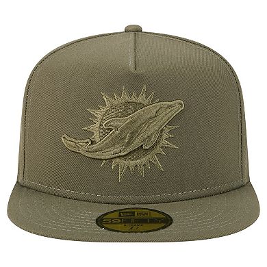 Men's New Era Olive Miami Dolphins Color Pack A-Frame 59FIFTY Fitted Hat