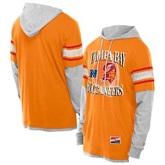 Men's New Era Orange Tampa Bay Buccaneers Twofer Layered Long Sleeve Hoodie T-Shirt