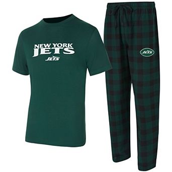 Men's Concepts Sport Green/Black New York Jets Avondale T-Shirt & Flannel Pants Set