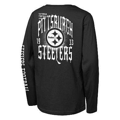Youth Outerstuff Black Pittsburgh Steelers Rumble Long Sleeve T-Shirt