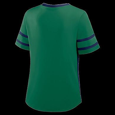 Women's Fanatics Green/Navy Notre Dame Fighting Irish Be Fearless Athena Lace-Up T-Shirt