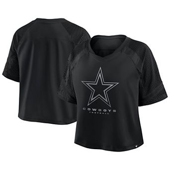 Women's Fanatics Black Dallas Cowboys Oversized Raglan V-Neck Blackout Fashion Jersey