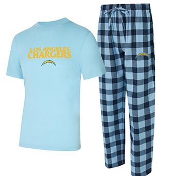 Men's Concepts Sport Powder Blue/Navy Los Angeles Chargers Avondale T-Shirt & Flannel Pants Set