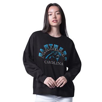 Women's G-III 4Her by Carl Banks Black Carolina Panthers Oversized Feud Sweatshirt