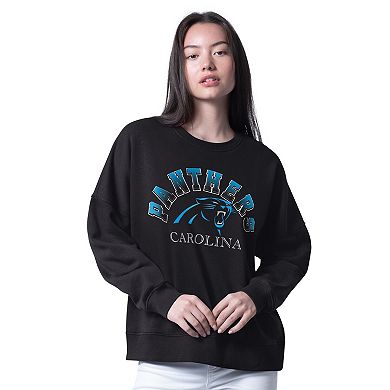 Women's G-III 4Her by Carl Banks Black Carolina Panthers Oversized Feud Sweatshirt