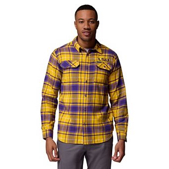 Men's Columbia Purple LSU Tigers Flare Gun Omni-Wick Flannel Long Sleeve Button-Up Shirt