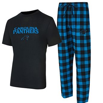 Men's Concepts Sport Black/Blue Carolina Panthers Avondale T-Shirt & Flannel Pants Set