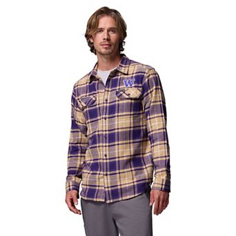 Men's Columbia Purple Washington Huskies Flare Gun Omni-Wick Flannel Long Sleeve Button-Up Shirt