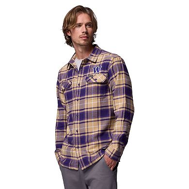 Men's Columbia Purple Washington Huskies Flare Gun Omni-Wick Flannel Long Sleeve Button-Up Shirt