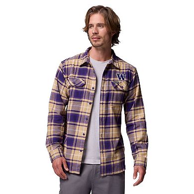 Men's Columbia Purple Washington Huskies Flare Gun Omni-Wick Flannel Long Sleeve Button-Up Shirt