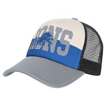 Youth White/Silver Detroit Lions Modern Fan Trucker Adjustable Hat