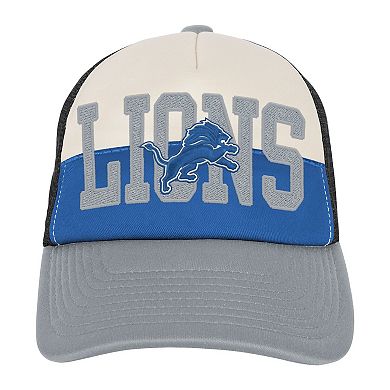 Youth White/Silver Detroit Lions Modern Fan Trucker Adjustable Hat