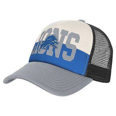 Youth White/Silver Detroit Lions Modern Fan Trucker Adjustable Hat