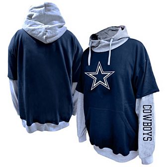 Men's Profile Navy/Heather Gray Dallas Cowboys Big & Tall Twofer Pullover Hoodie