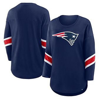 Women's Fanatics Navy New England Patriots Plus Size Redzone 3/4-Sleeve Scoop Neck T-Shirt