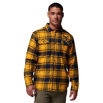 Men's Columbia Gold West Virginia Mountaineers Flare Gun Omni-Wick Flannel Long Sleeve Button-Up Shirt