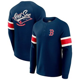 Men's Darius Rucker Collection by Fanatics Navy Boston Red Sox Waffle-Knit Raglan Long Sleeve Henley T-Shirt