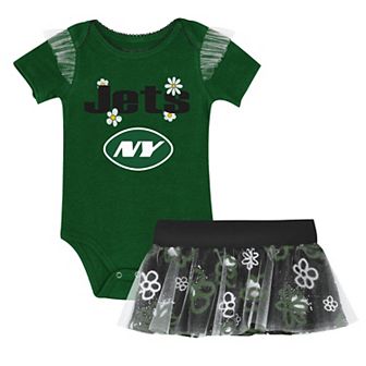 Girls Infant Outerstuff Green New York Jets My Team Rocks Bodysuit and Skirt Set