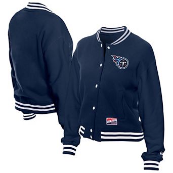 Women's New Era Navy Tennessee Titans Throwback Fleece Full-Snap Jacket
