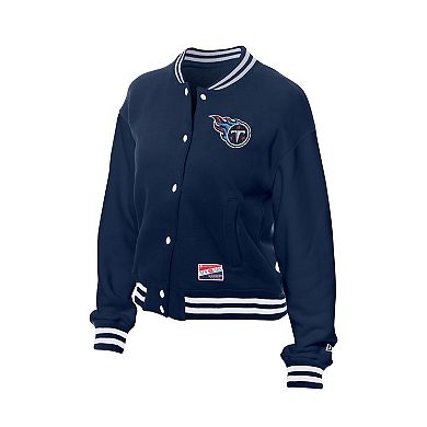 Women's New Era Navy Tennessee Titans Throwback Fleece Full-Snap Jacket