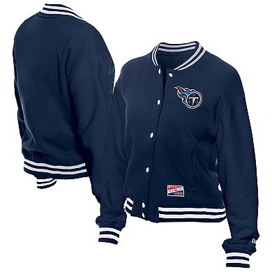 Women's New Era Navy Tennessee Titans Throwback Fleece Full-Snap Jacket