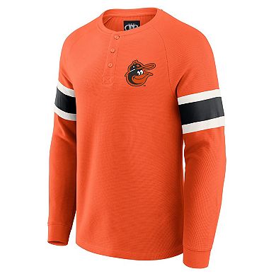 Men's Darius Rucker Collection by Fanatics Orange Baltimore Orioles Waffle-Knit Raglan Long Sleeve Henley T-Shirt