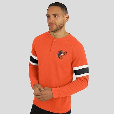 Men's Darius Rucker Collection by Fanatics Orange Baltimore Orioles Waffle-Knit Raglan Long Sleeve Henley T-Shirt