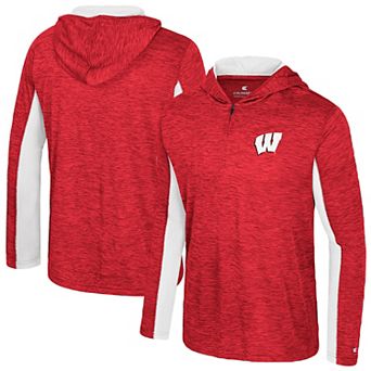 Men's Colosseum Red Wisconsin Badgers Always Sunny Quarter-Zip Hoodie