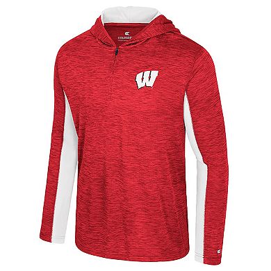 Men's Colosseum Red Wisconsin Badgers Always Sunny Quarter-Zip Hoodie
