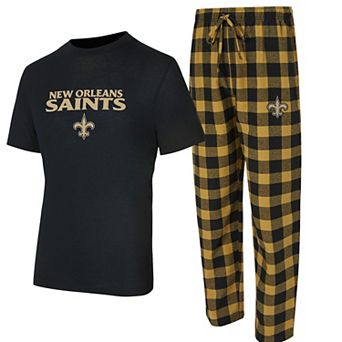 Men's Concepts Sport Black/Gold New Orleans Saints Avondale T-Shirt & Flannel Pants Set