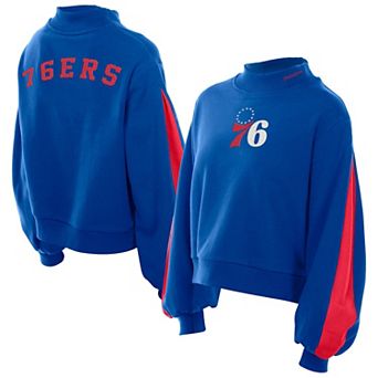 Women's New Era Royal Philadelphia 76ers Sport Night Balloon Sleeves Sweatshirt