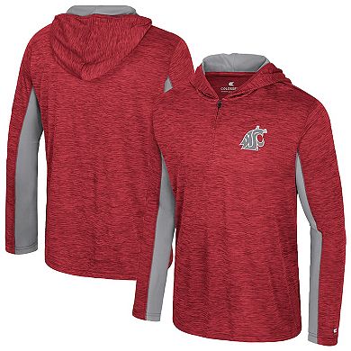 Men's Colosseum Crimson Washington State Cougars Always Sunny Quarter-Zip Hoodie