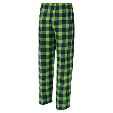 Men's Concepts Sport College Navy/Neon Green Seattle Seahawks Avondale T-Shirt & Flannel Pants Set
