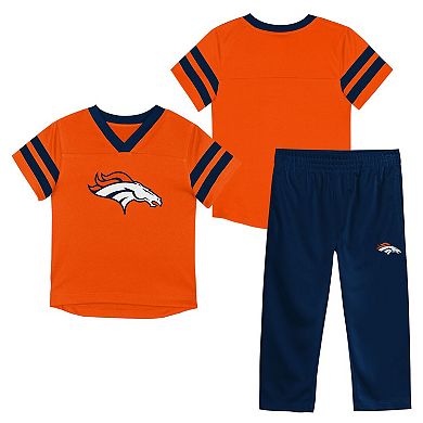 Toddler Outerstuff Orange/Navy Denver Broncos Red Zone T-Shirt & Pants Set