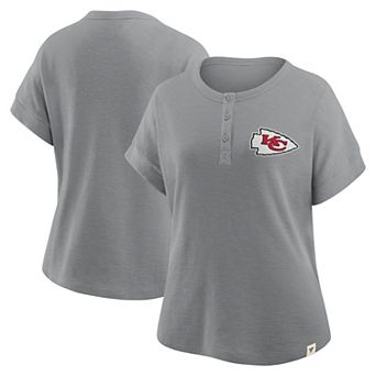 Women's Fanatics Heather Gray Kansas City Chiefs Oversized Hometown Premium Henley Shirt